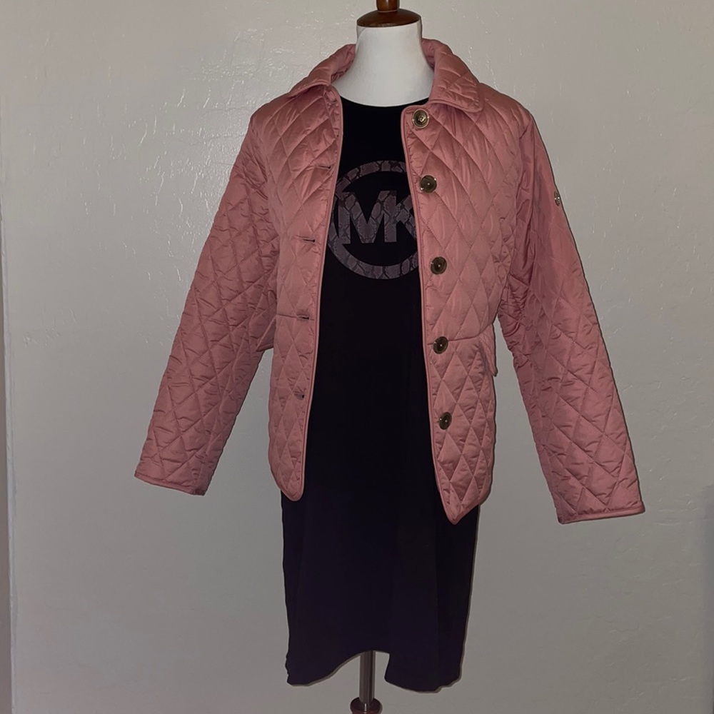 🎉HP🎉New! Michael Kors Diamond Quilted Button Up Jacket Dusty Rose Size Large🎀 - Picture 14 of 15